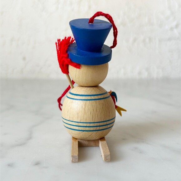 Vintage Steinbach Wooden Christmas Ornament Snowman on Skis Bird-Broom-Clover - Picture 4 of 7